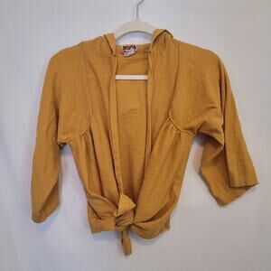 Mudd Marigold Hooded Tie‑Front Top XL ¾‑Sleeve lightweight Juniors Boho Fall